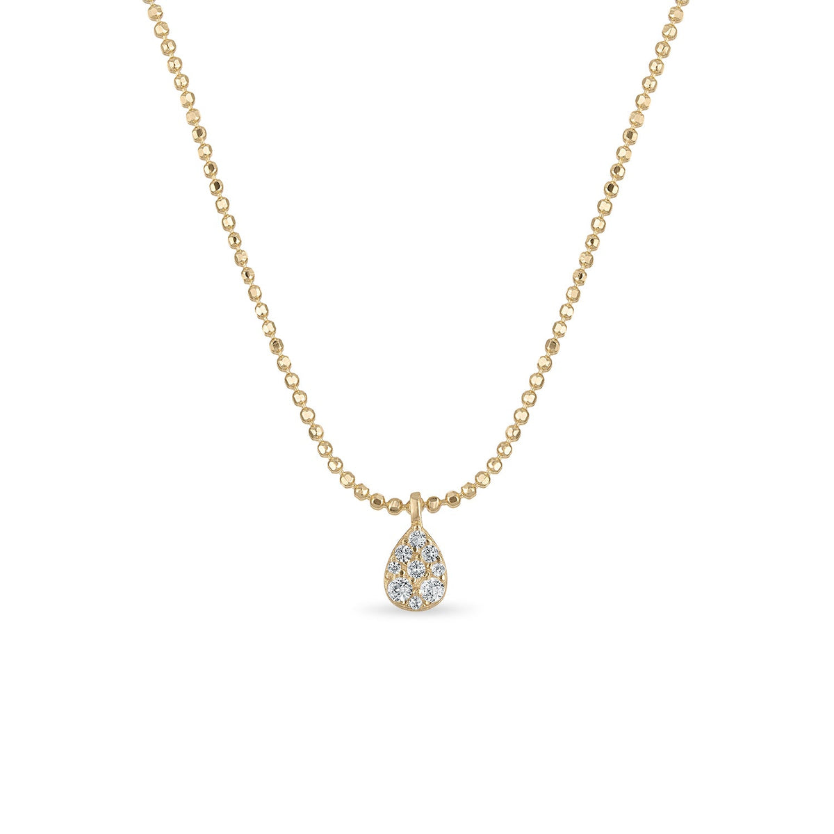 14k Vermeil Diamond-Cut Chain Necklace with White Sapphire Teardrop