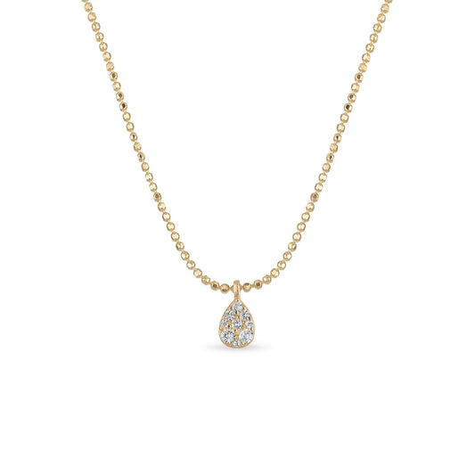 14k Vermeil Diamond-Cut Chain Necklace with White Sapphire Teardrop