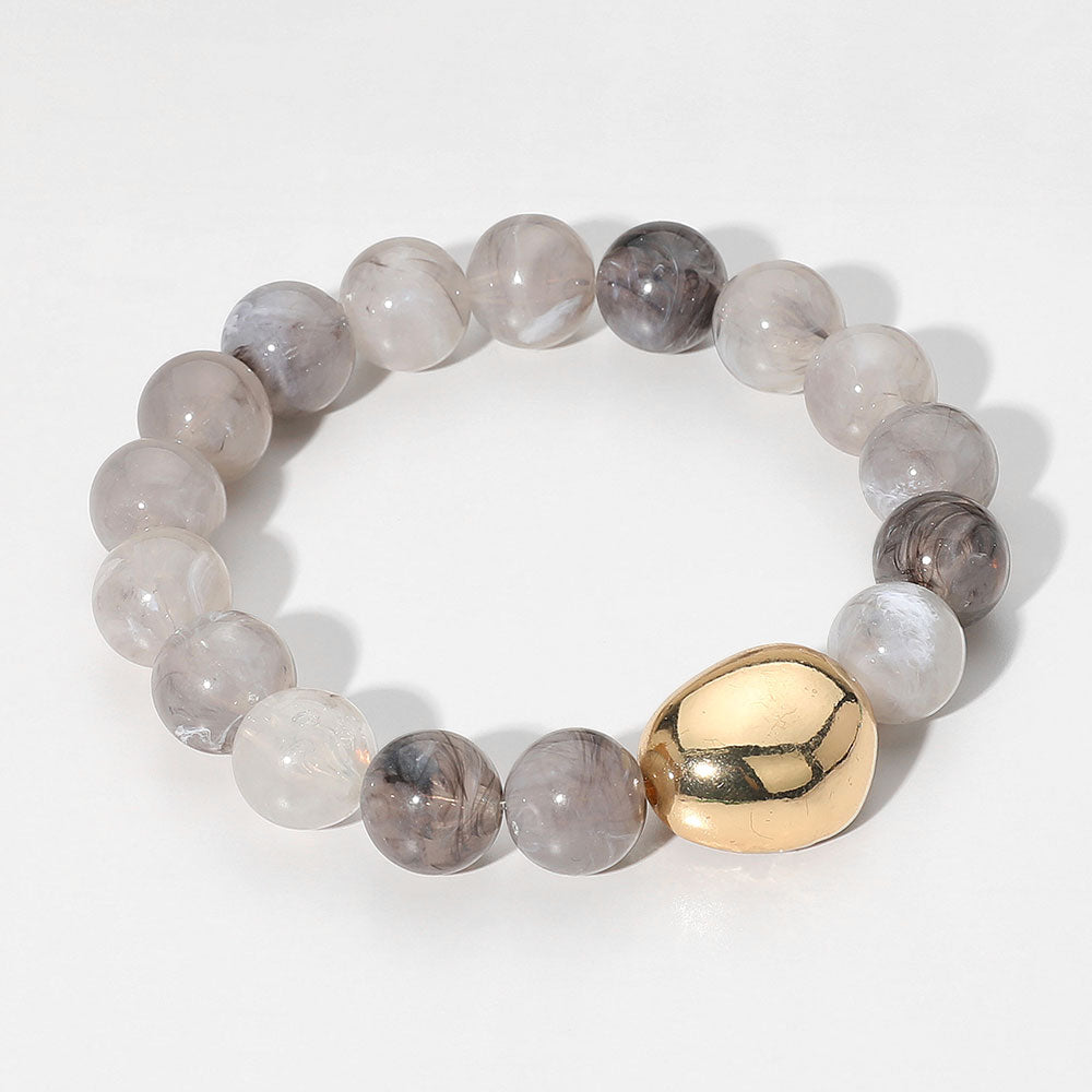 Marbled Resin Ball Beaded Stretch Bracelet