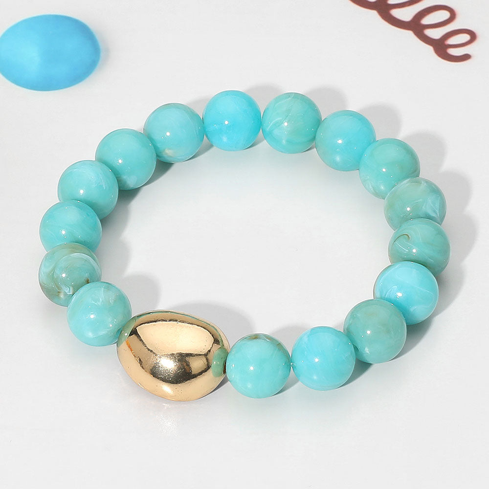 Marbled Resin Ball Beaded Stretch Bracelet