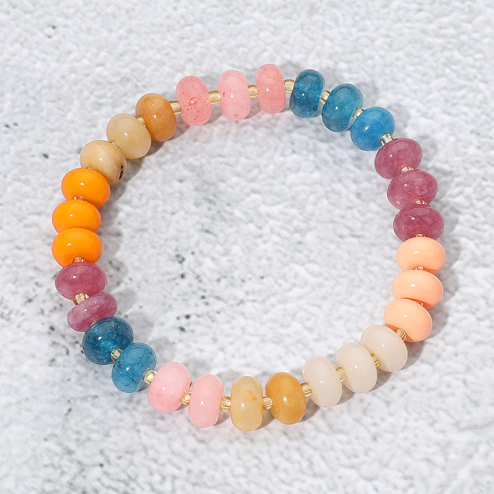 Resin Pebble Beaded Stretch Bracelet