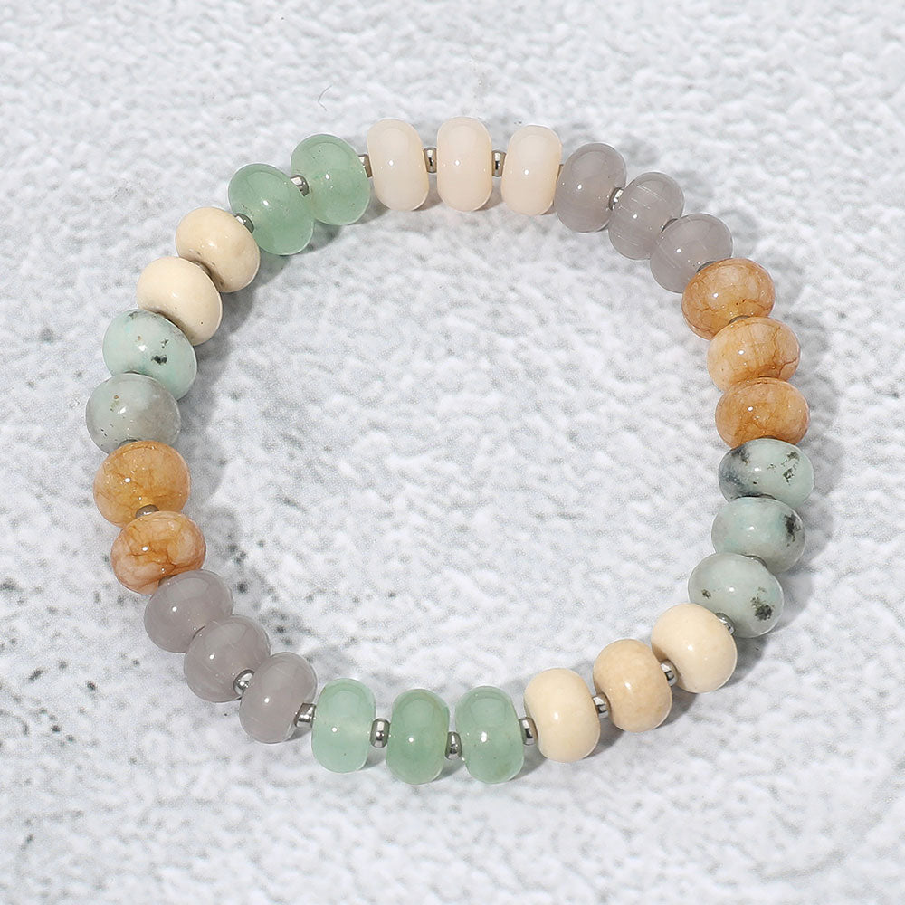 Resin Pebble Beaded Stretch Bracelet