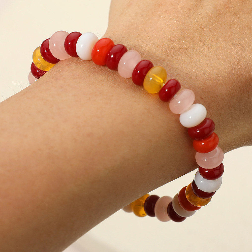 Resin Pebble Beaded Stretch Bracelet