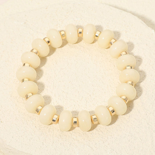 Resin Round Beaded Stretch Bracelet