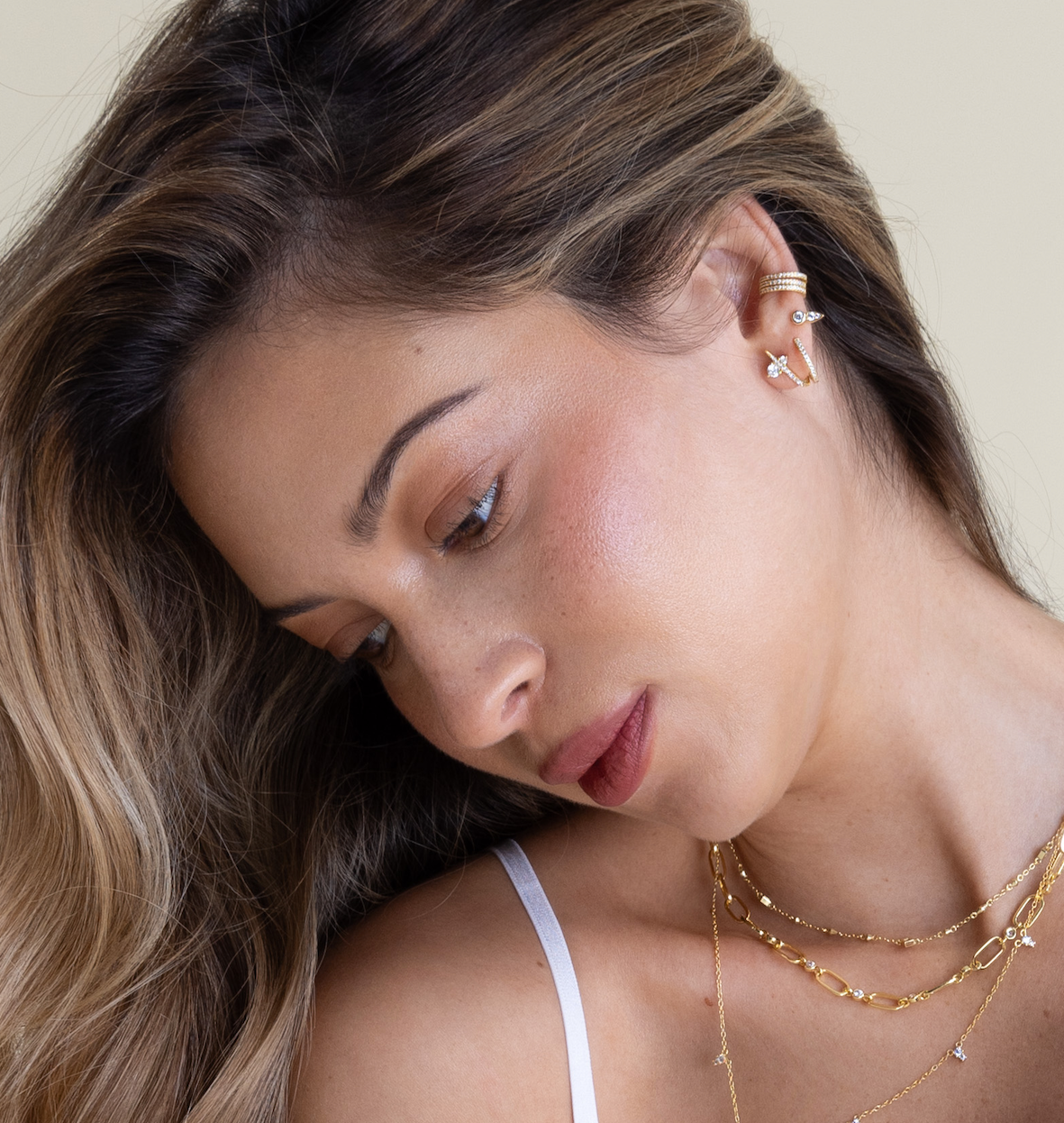 14k Vermeil Radiance Curve CZ Stud Earrings
