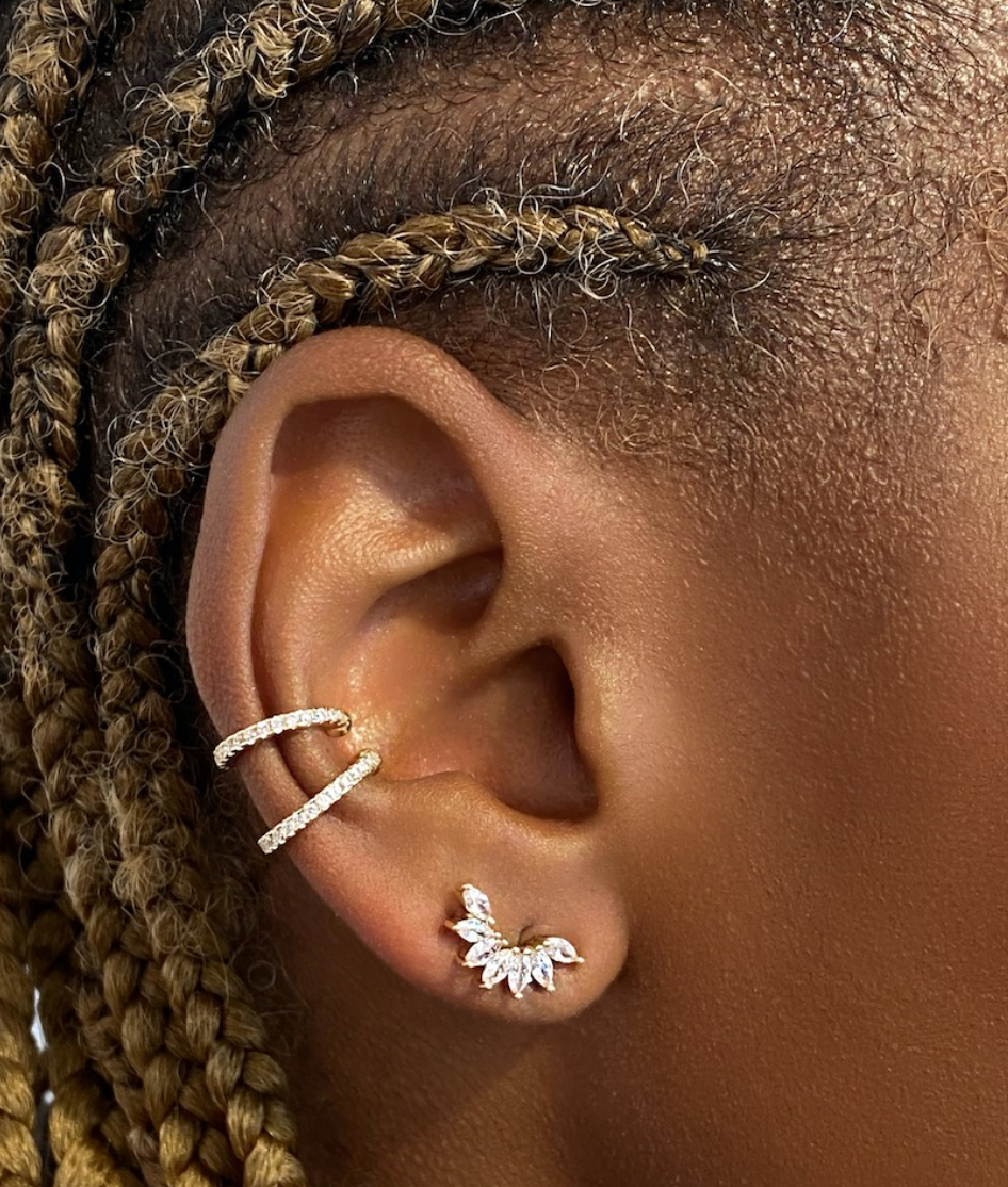 925 Sterling Silver No Piercing CZ Diamond Ear Cuff