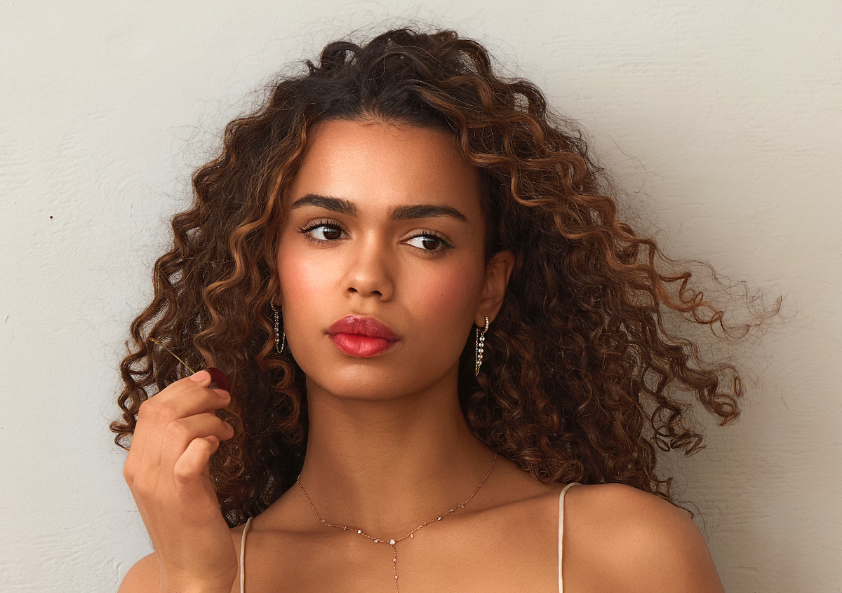 14k Vermeil CZ Halo Chain Drop Huggie Earrings