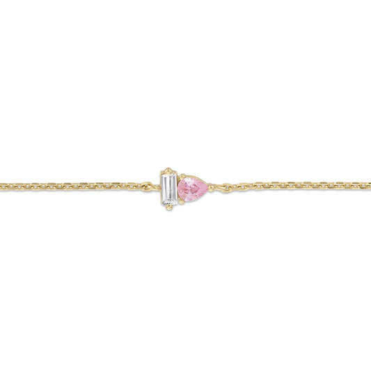14k Vermeil Pink Sapphire & White CZ Duo Bracelet