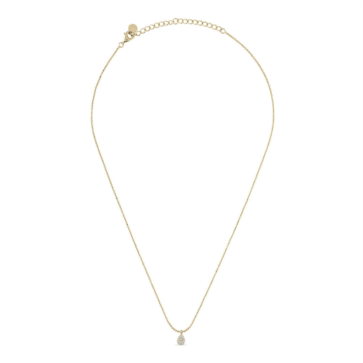 14k Vermeil Diamond-Cut Chain Necklace with White Sapphire Teardrop