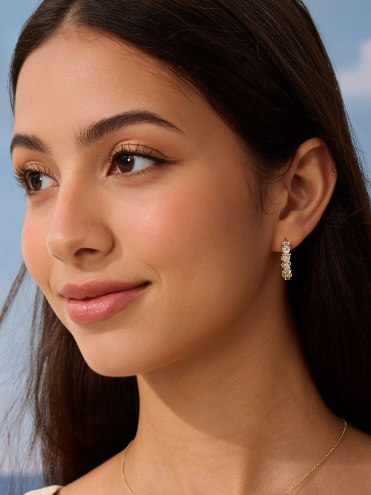 Heart Diamond Hoops