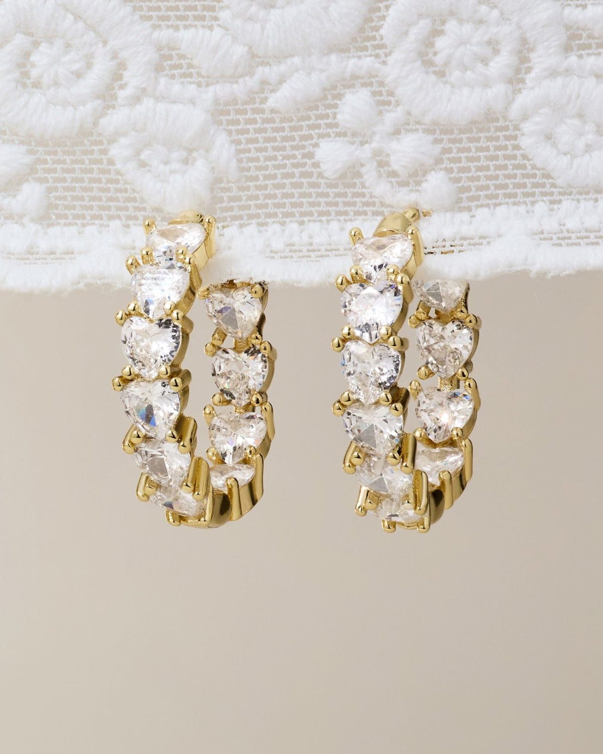 Heart Diamond Hoops
