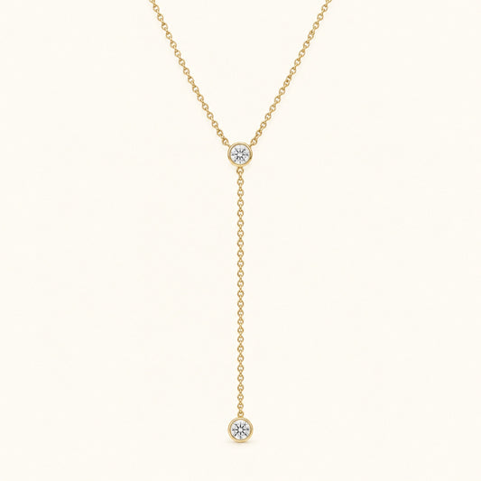 Gold Filled Diamond Bezel Lariat Necklace