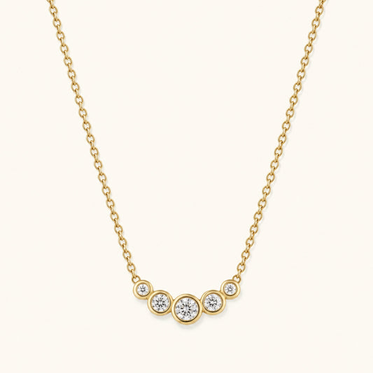 Gold Filled Diamond Bezel Cluster Necklace