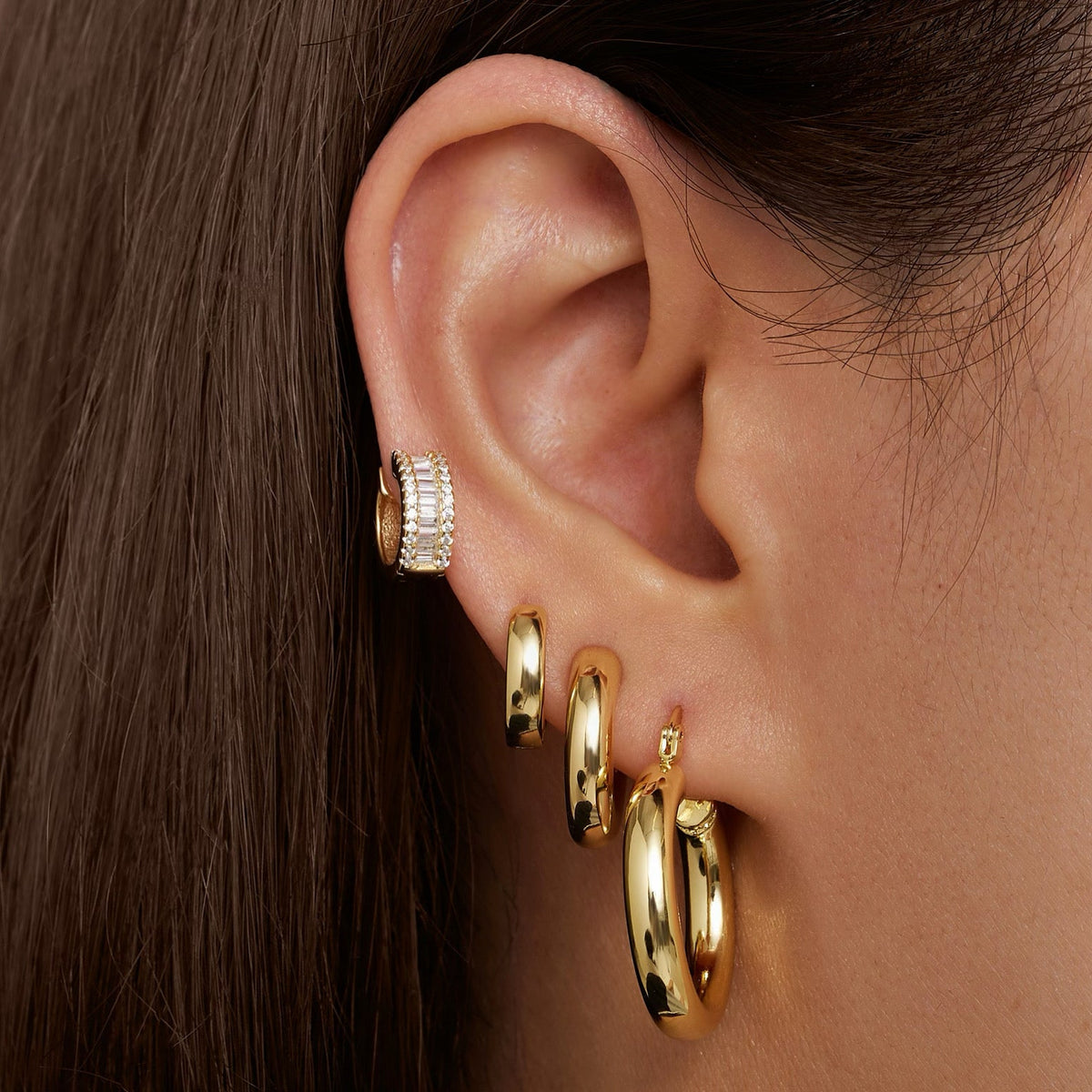Round and Baguette Hoops