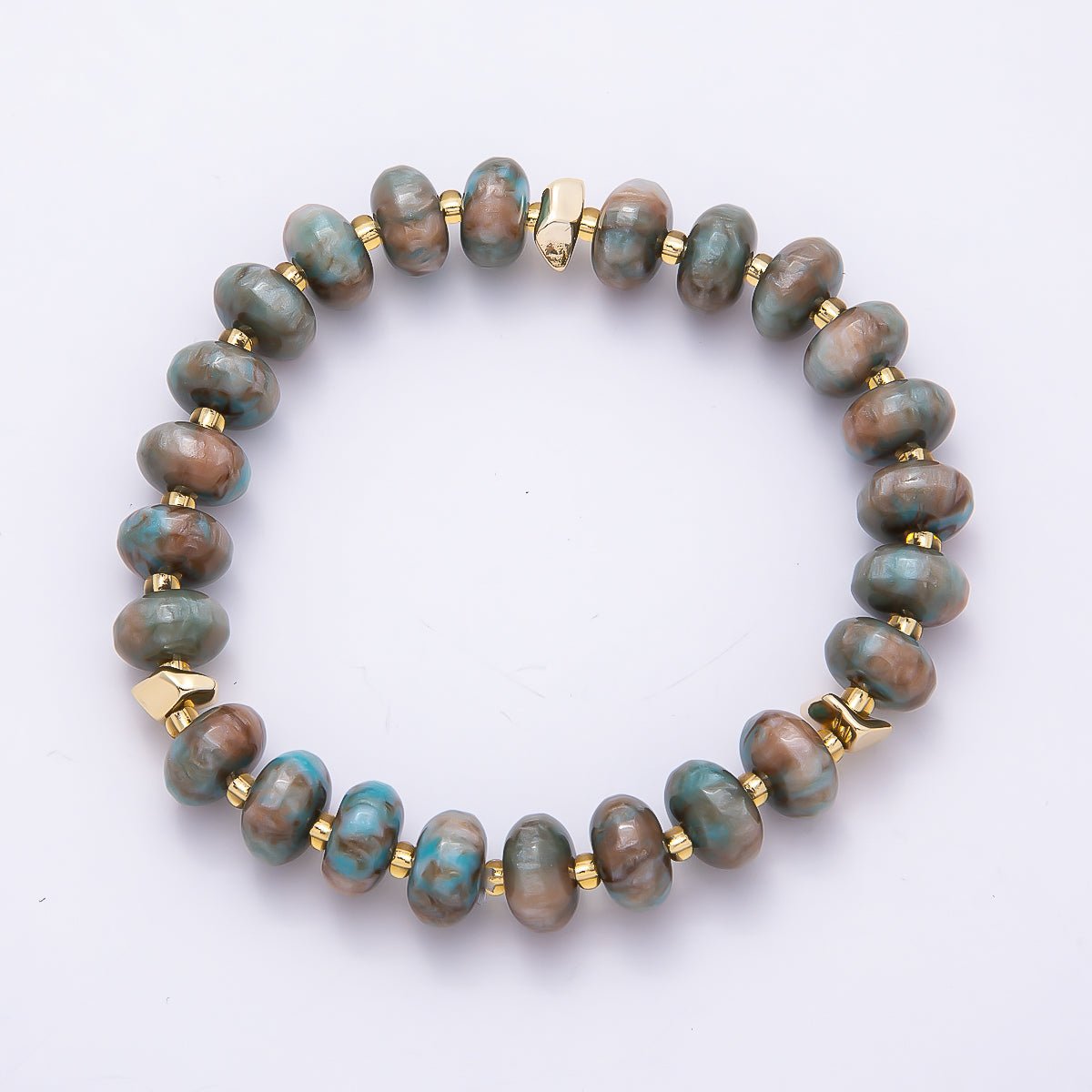Handmade 10mm Rondelle Resin Bead 8 Inch Stretch Bracelet | WA-04619 ~ WA-04624