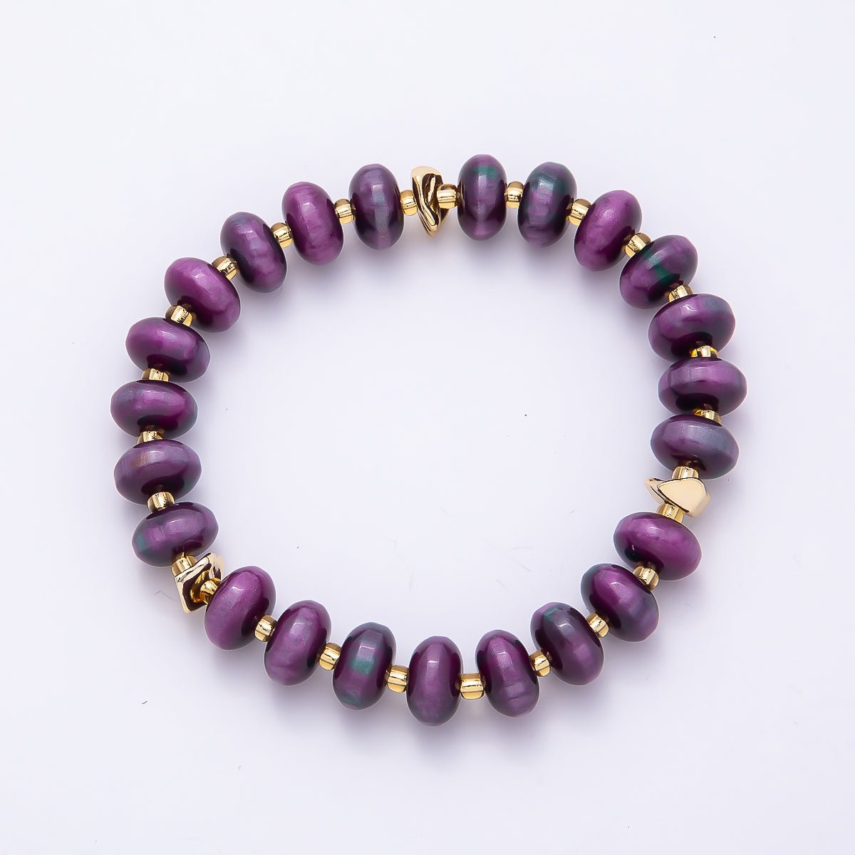 Handmade 10mm Rondelle Resin Bead 8 Inch Stretch Bracelet | WA-04619 ~ WA-04624