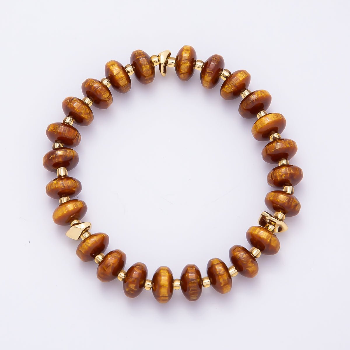 Handmade 10mm Rondelle Resin Bead 8 Inch Stretch Bracelet | WA-04619 ~ WA-04624