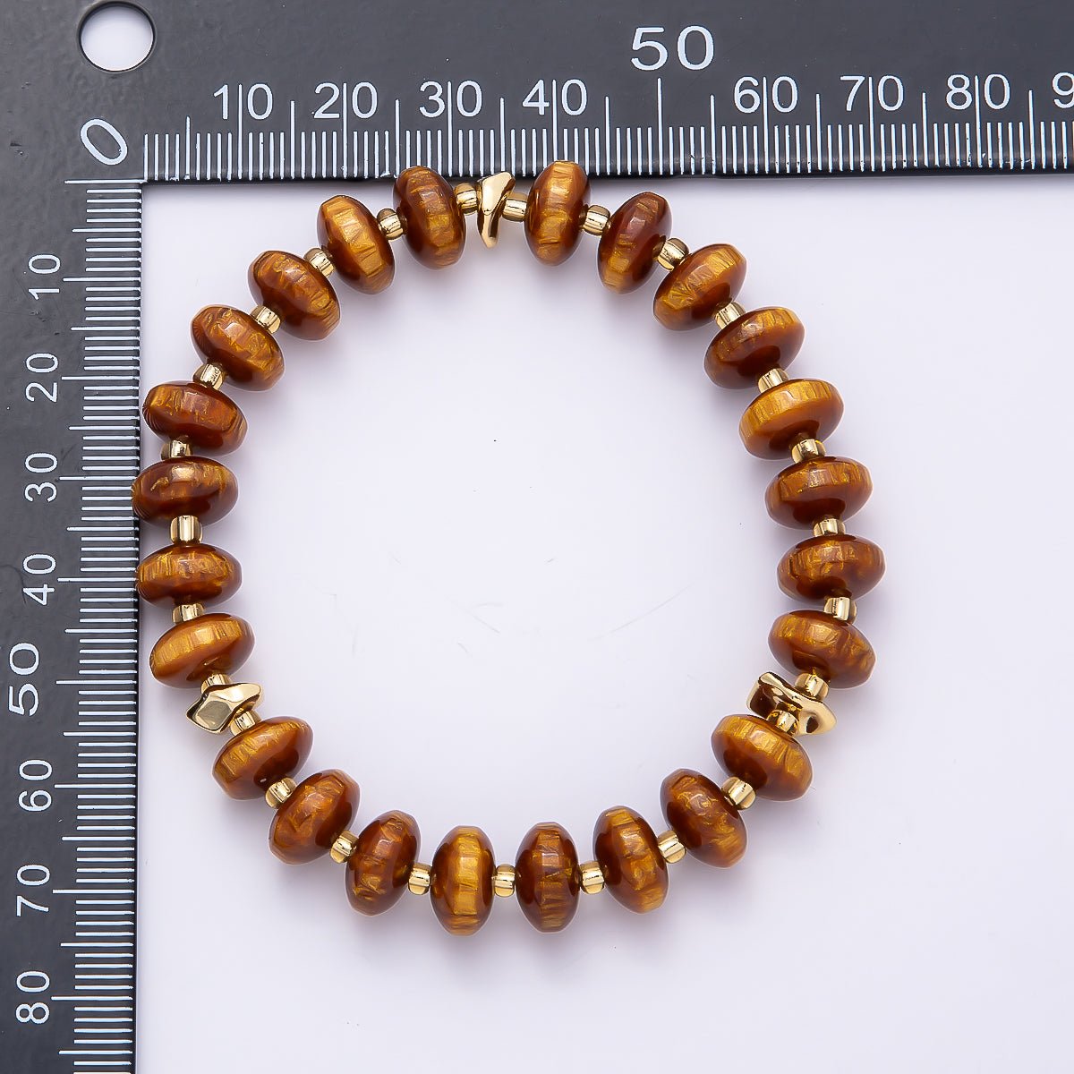 Handmade 10mm Rondelle Resin Bead 8 Inch Stretch Bracelet | WA-04619 ~ WA-04624
