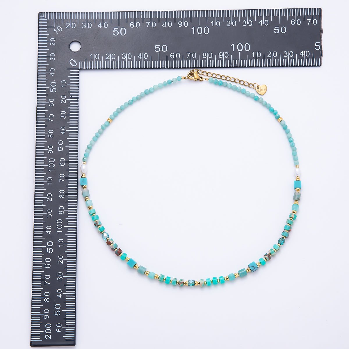 Handmade 4mm Turquoise Tube Rondelle Multifaceted Round Gemstone Chain 16 Inch Necklace | WA-00326