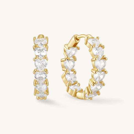 Heart Diamond Hoops