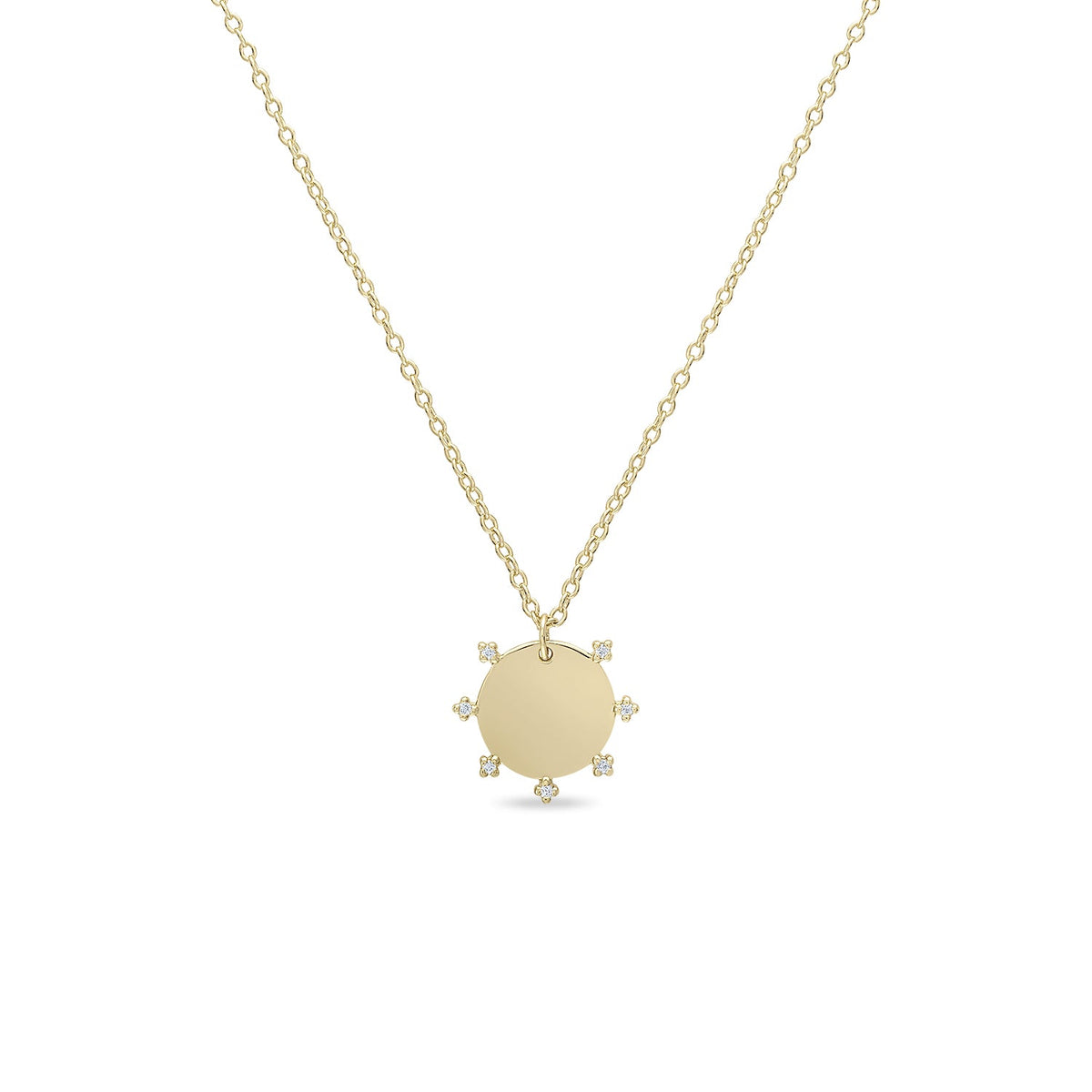 14k Vermeil CZ Halo Disc Pendant Necklace