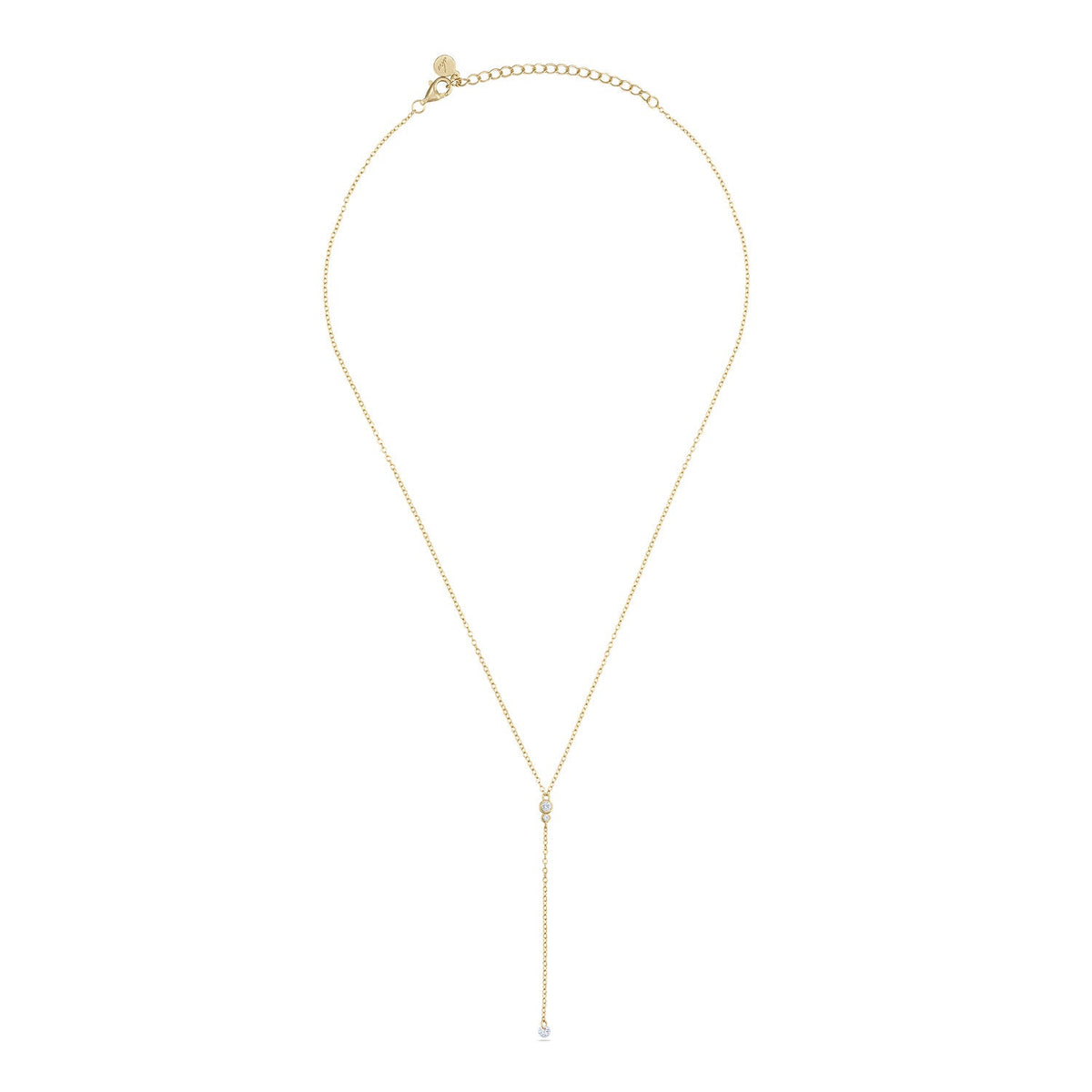 14k Vermeil CZ Stone Lariat Necklace