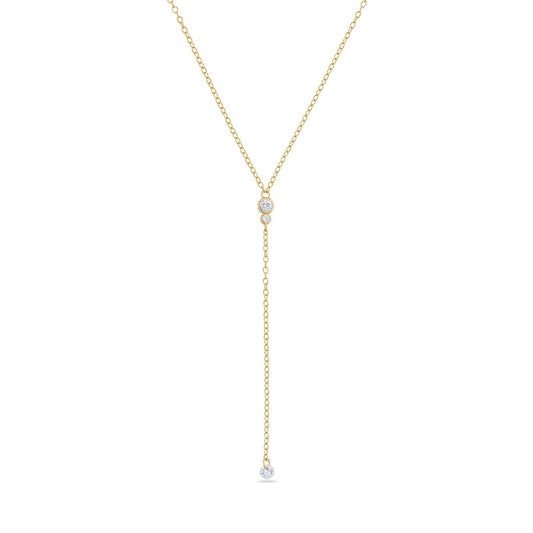 14k Vermeil CZ Stone Lariat Necklace
