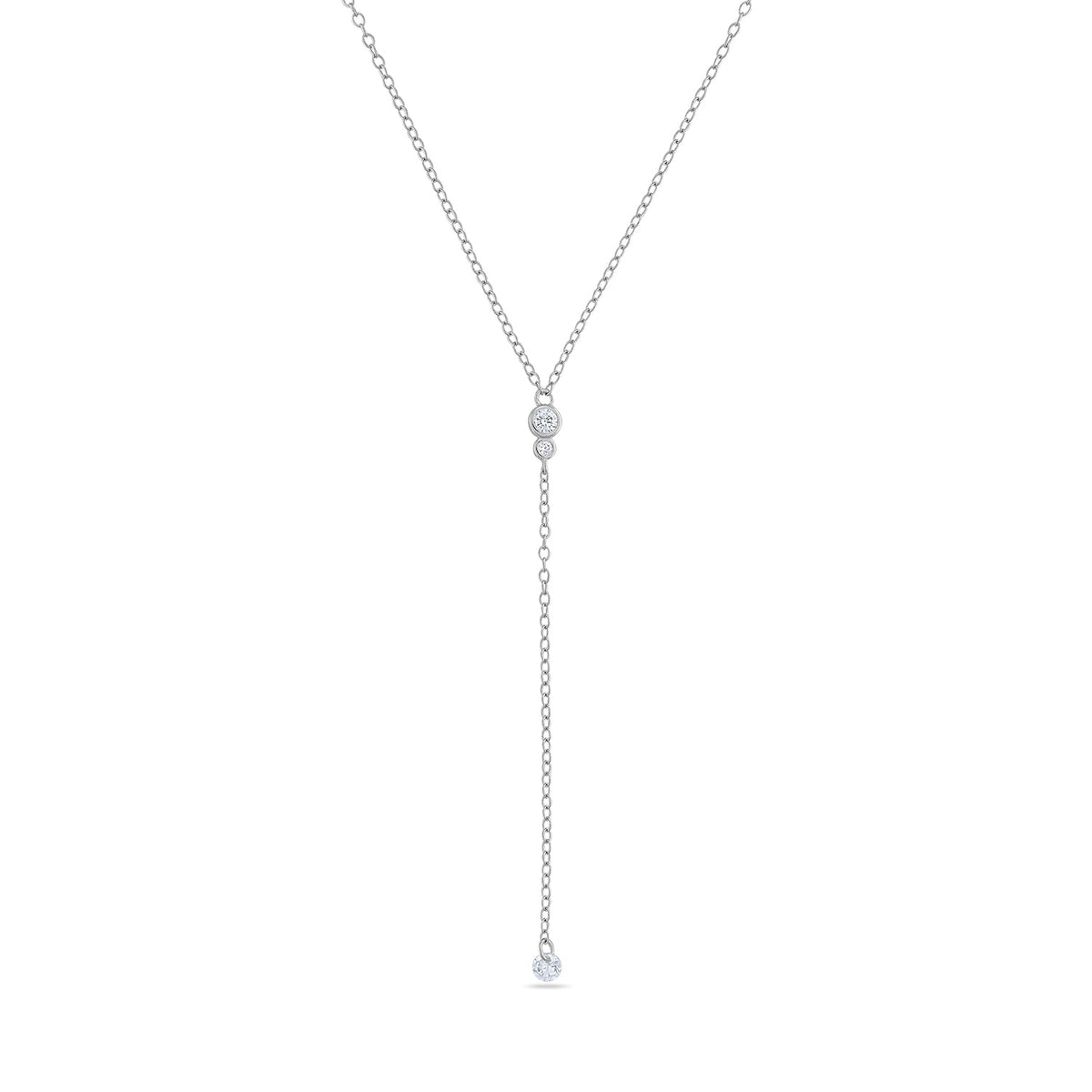 14k Vermeil CZ Stone Lariat Necklace