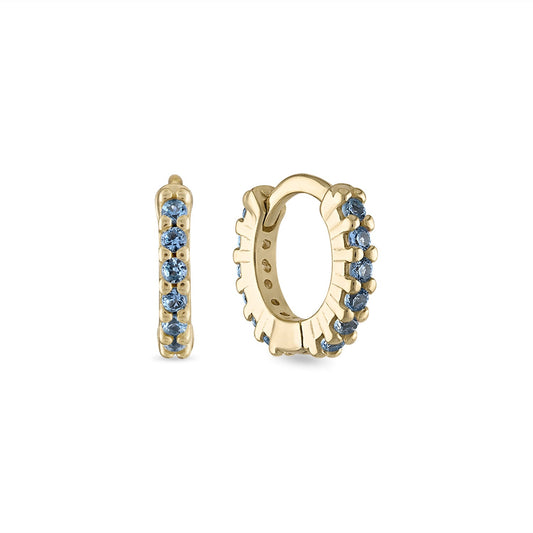 14k Vermeil Blue CZ Sapphire Mini Huggie Earrings