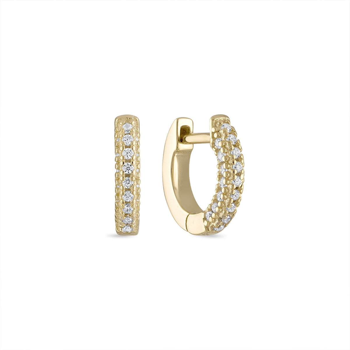 14k Vermeil Triple Row Pavé CZ Mini Huggie