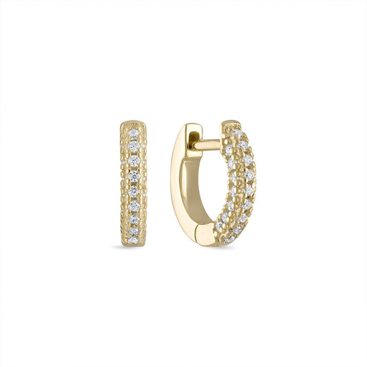14k Vermeil Triple Row Pavé CZ Mini Huggie