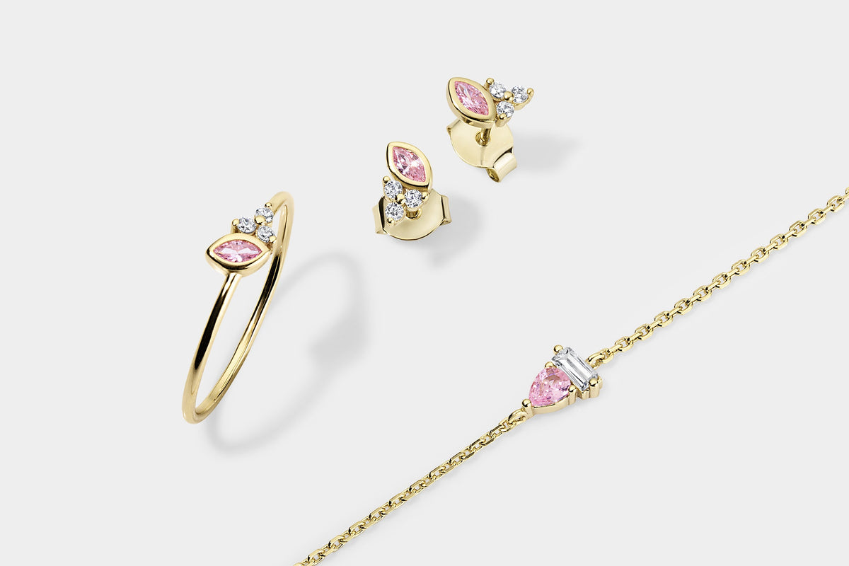 14k Vermeil Pink Sapphire & White CZ Duo Bracelet