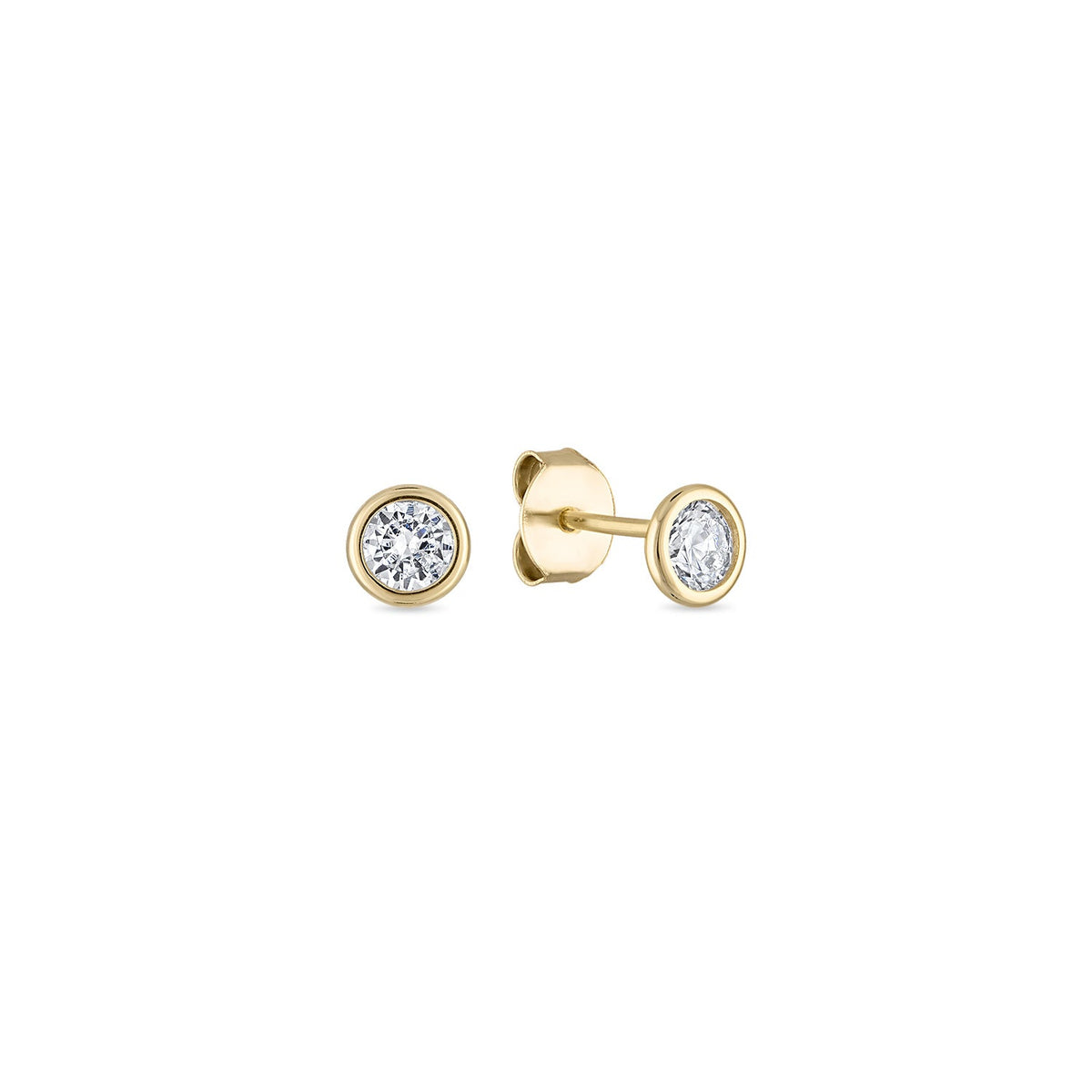 14k Vermeil Bezel Round CZ Studs
