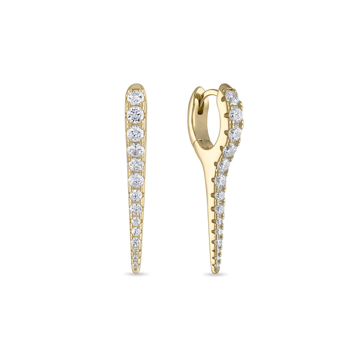 925 Sterling Silver Spike Dagger Drop Huggie Earrings