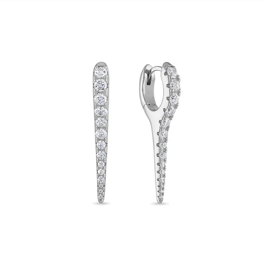 925 Sterling Silver Spike Dagger Drop Huggie Earrings