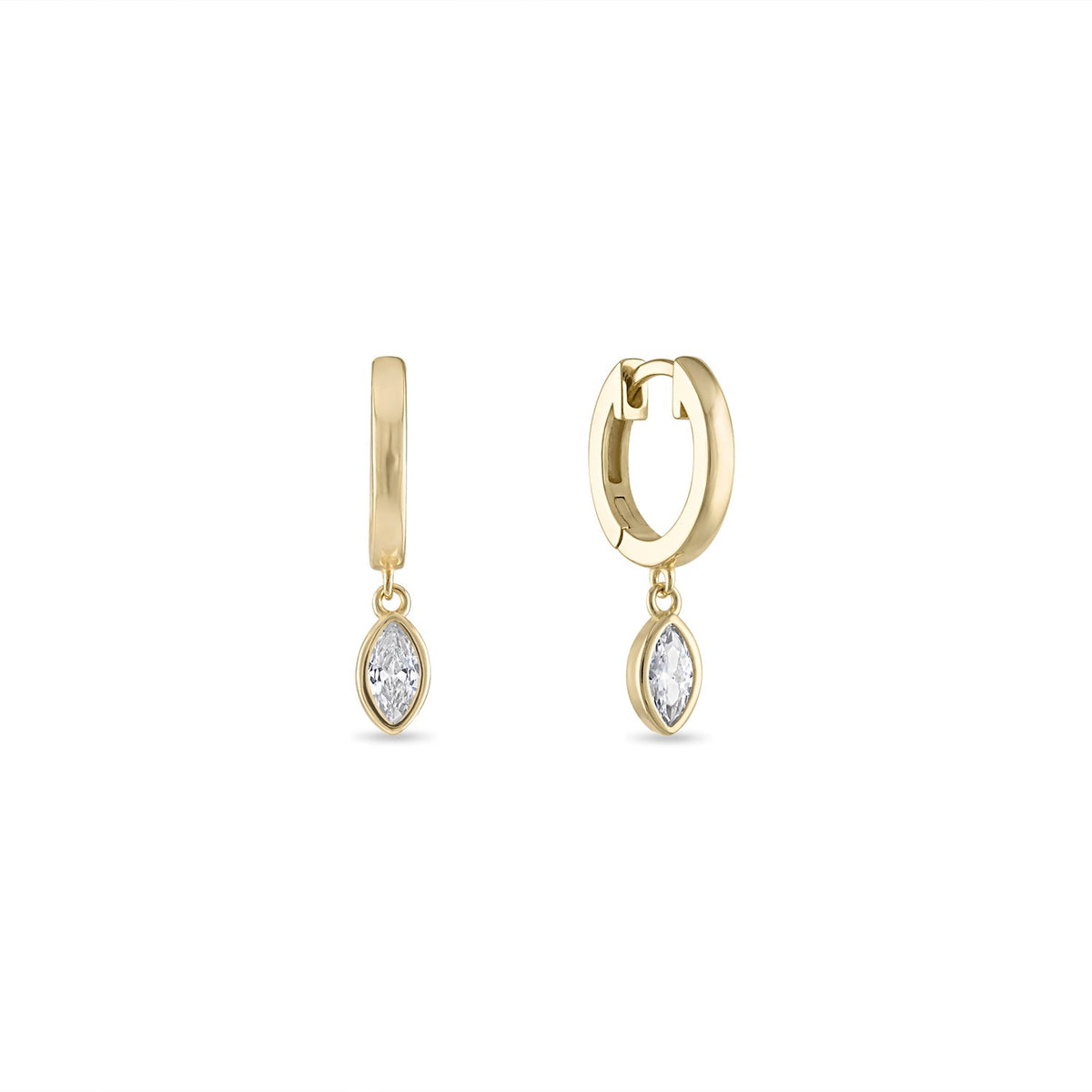 14k Vermeil Marquise Bezel CZ Drop Huggie