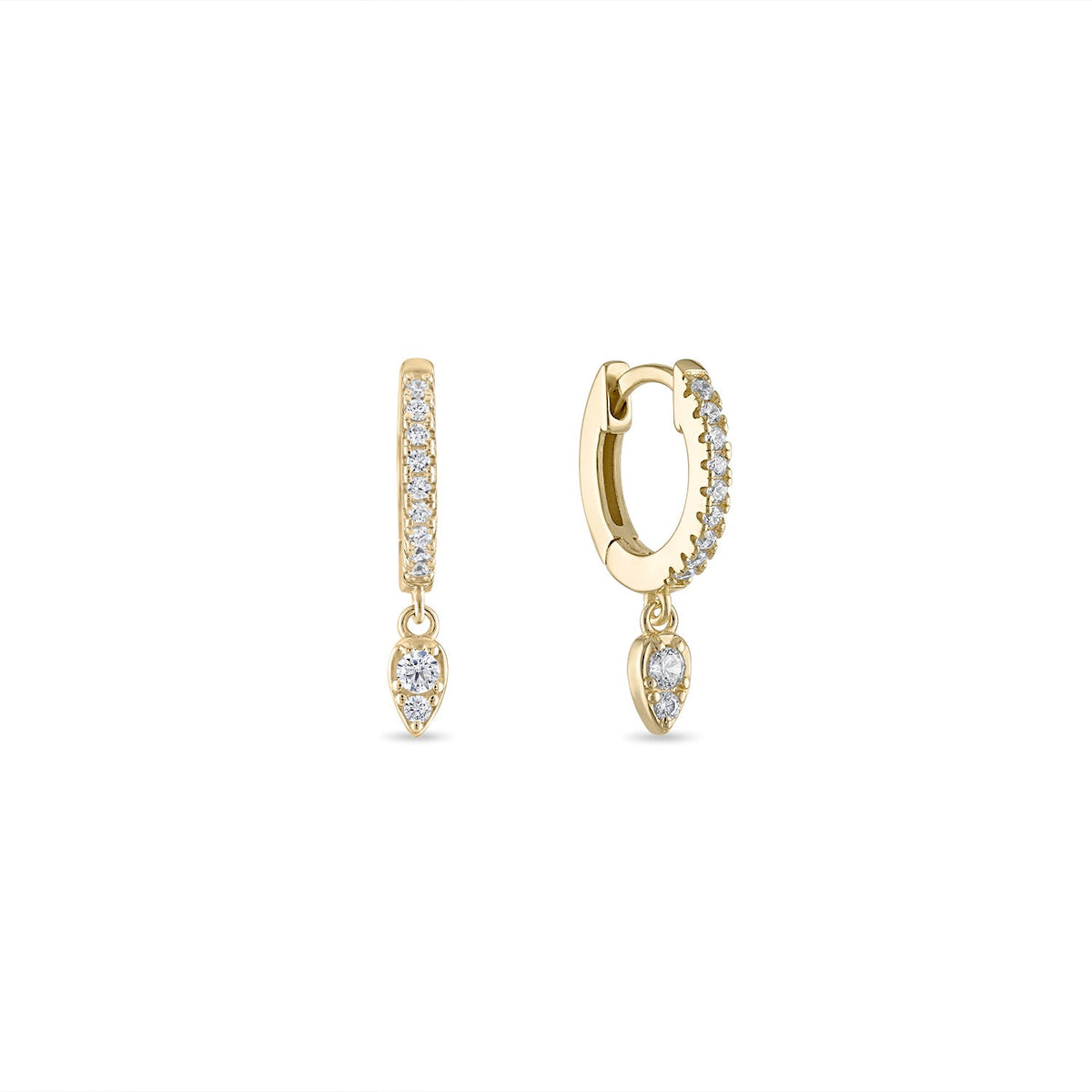 14k Vermeil Teardrop Dangle Huggie Earrings