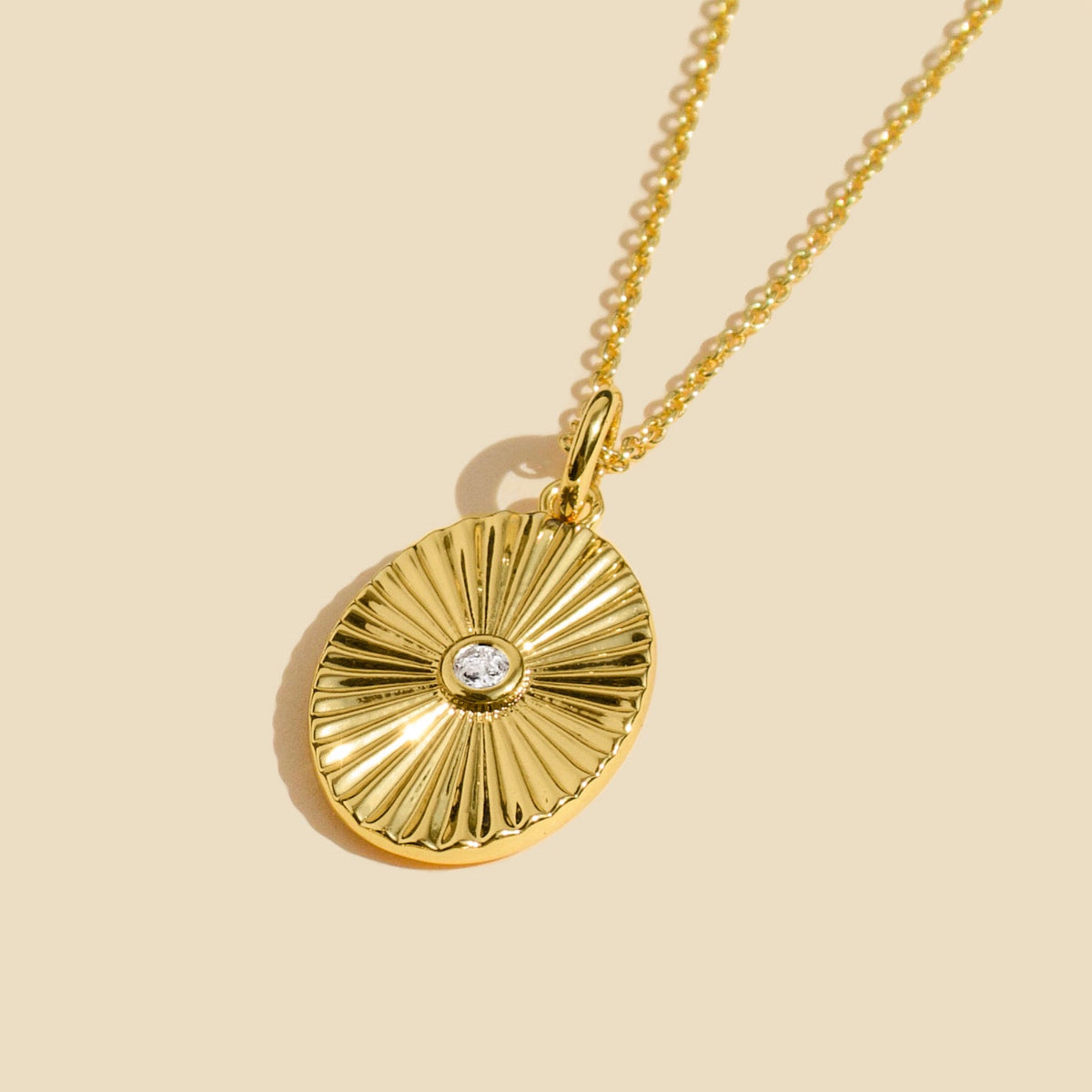 Gold Filled Oval Sun Necklace