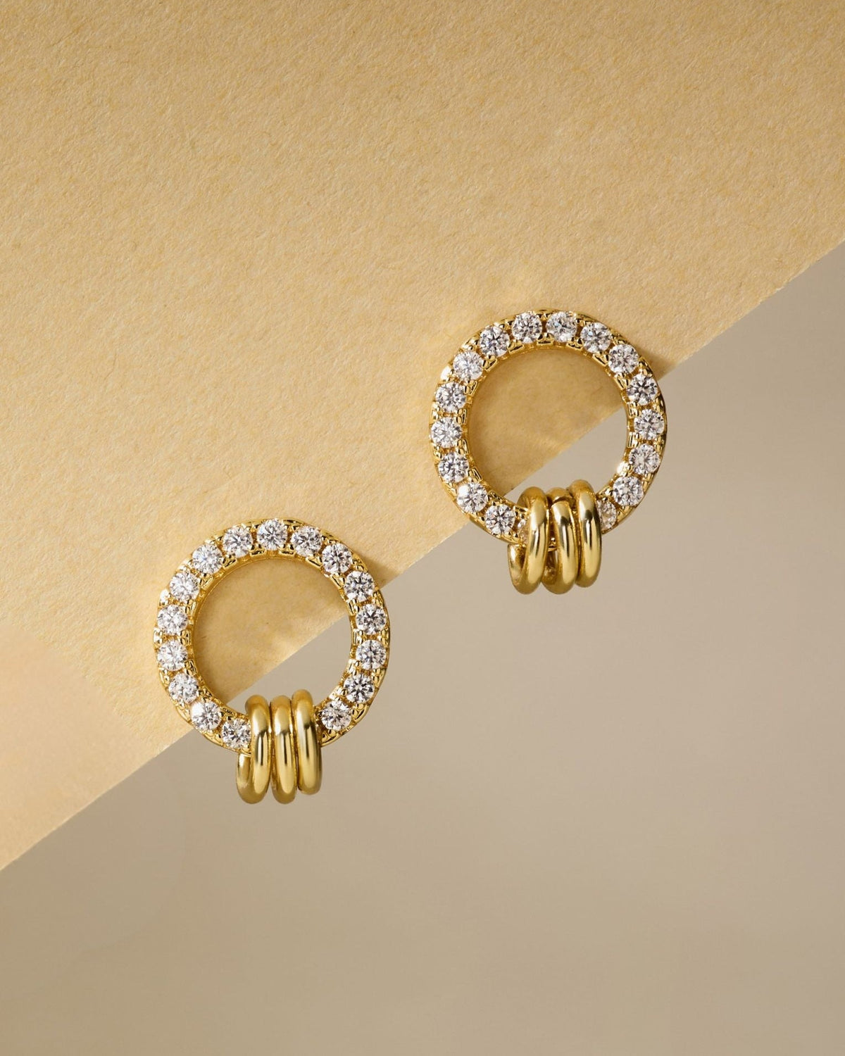 Pave Circle Stud Earrings