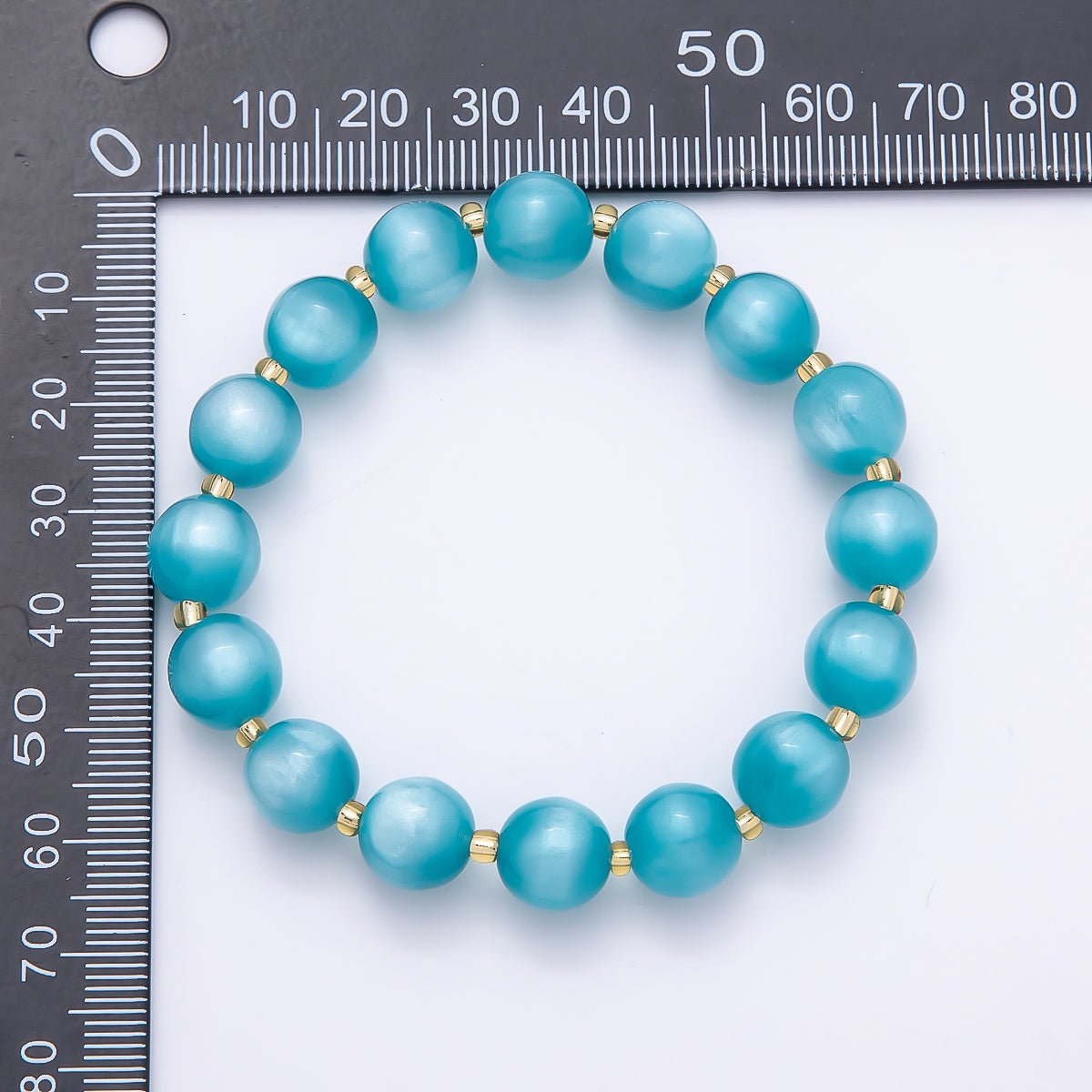 Stainless Steel 10mm Round Glitter Resin Bead 7 Inch Stretch Bracelet | WA-04539 ~ WA-04546