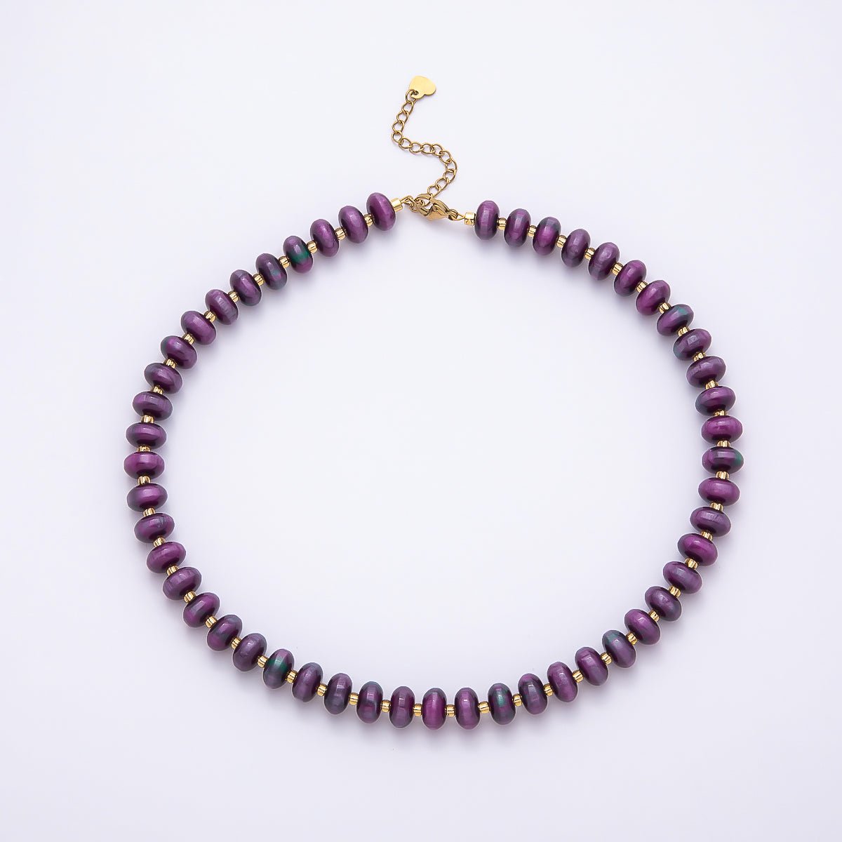 Stainless Steel 10mm Rondelle Resin Bead 16 Inch Necklace w. Extender | WA-04601 ~ WA-04606