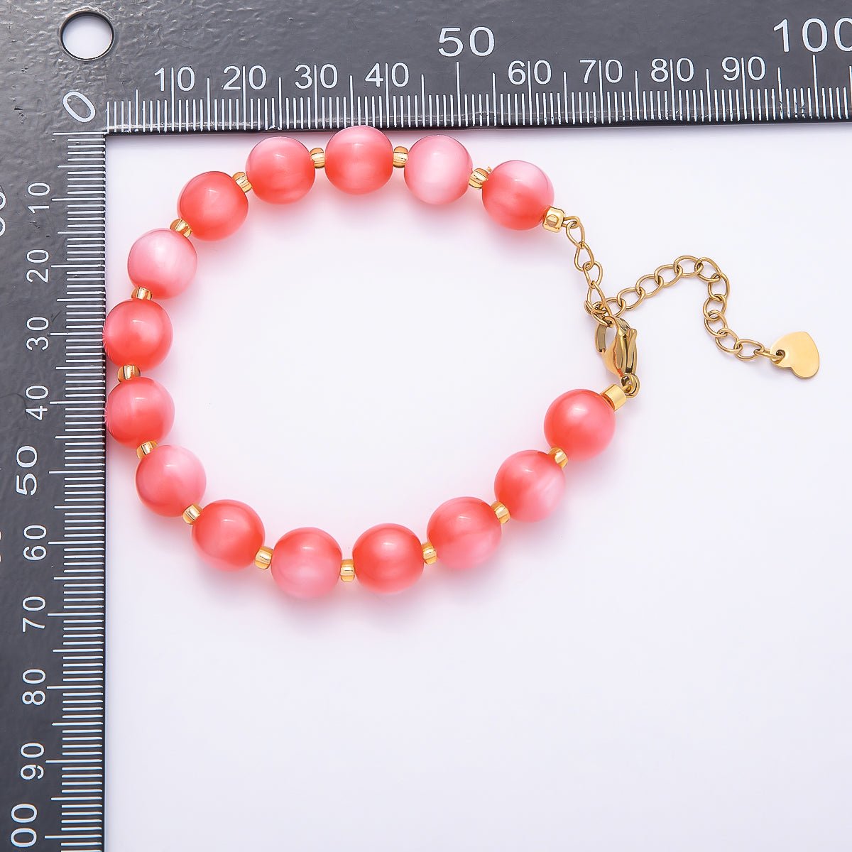 Stainless Steel 10mm Round Glitter Resin Bead 7 Inch Bracelet w. Extender | WA-04531 ~ WA-04538