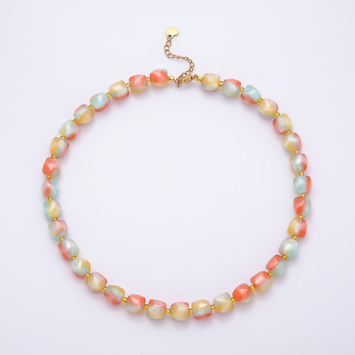 Stainless Steel 3mm Geometric Resin 16 Inch Necklace w. Extender | WA-04502 ~ WA-04508
