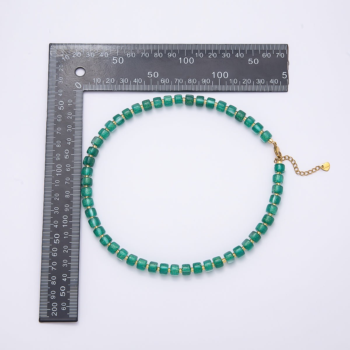 Stainless Steel 8mm Green, Purple, Multicolor, Blue, Purple, Pink, Orange, White Glitter Resin Rondelle Bead 16 Inch Necklace w. Extender | WA-04565 ~ WA-04572