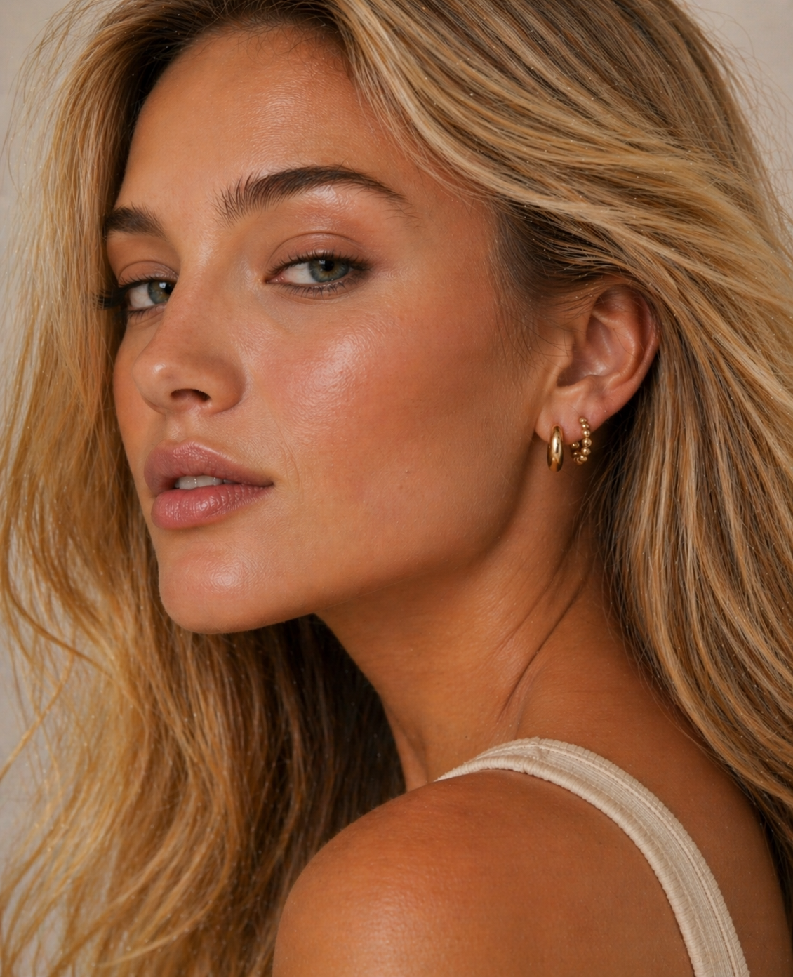 14k Vermeil Coogee Beaded Hoop Earrings